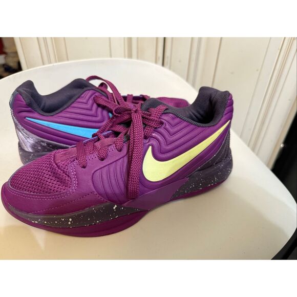 Nike Kids Ja 2 Stargazer Swoosh Logo Lace-up Sneakers Plum Purple Size 5Y - Picture 8 of 12